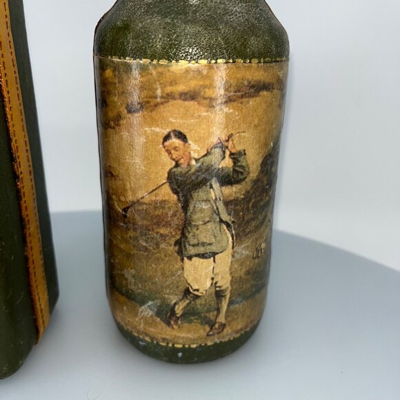 (2) VTG Fausto Corduri Italian Leather Wrapped Decanters with Wood Stopper - Picture 7 of 14